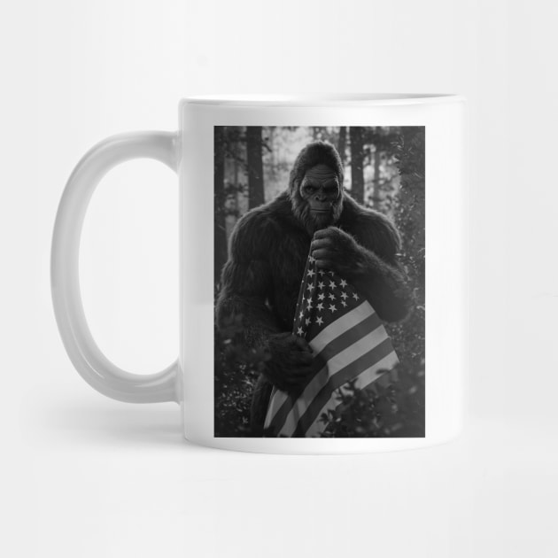 Bigfoot Holding American Flag by Megadorim